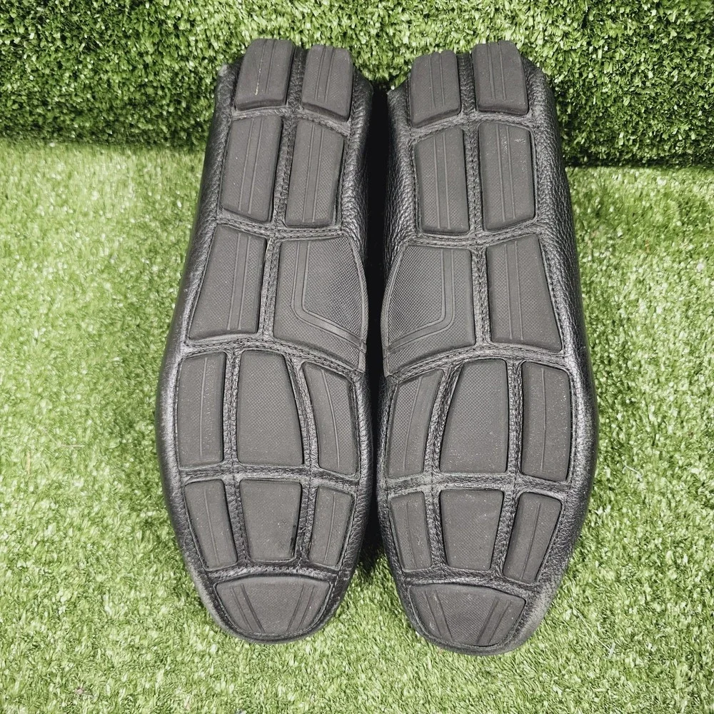 Saks Fifth Avenue Black Pebbled Leather Bit Driving Loafers Mens Size 13 M